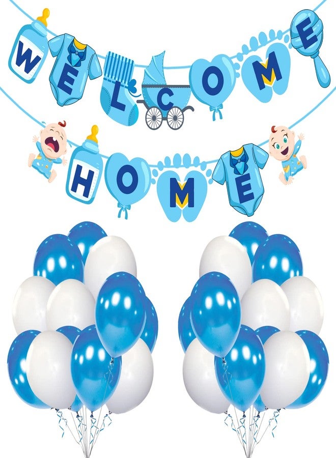 Zyozique Baby Boy Welcome Home Decoration Kit Paper Banner with Balloons for Baby Shower / Welcome Party / Birthday Party Supplies(Pack of 26) - Image 1